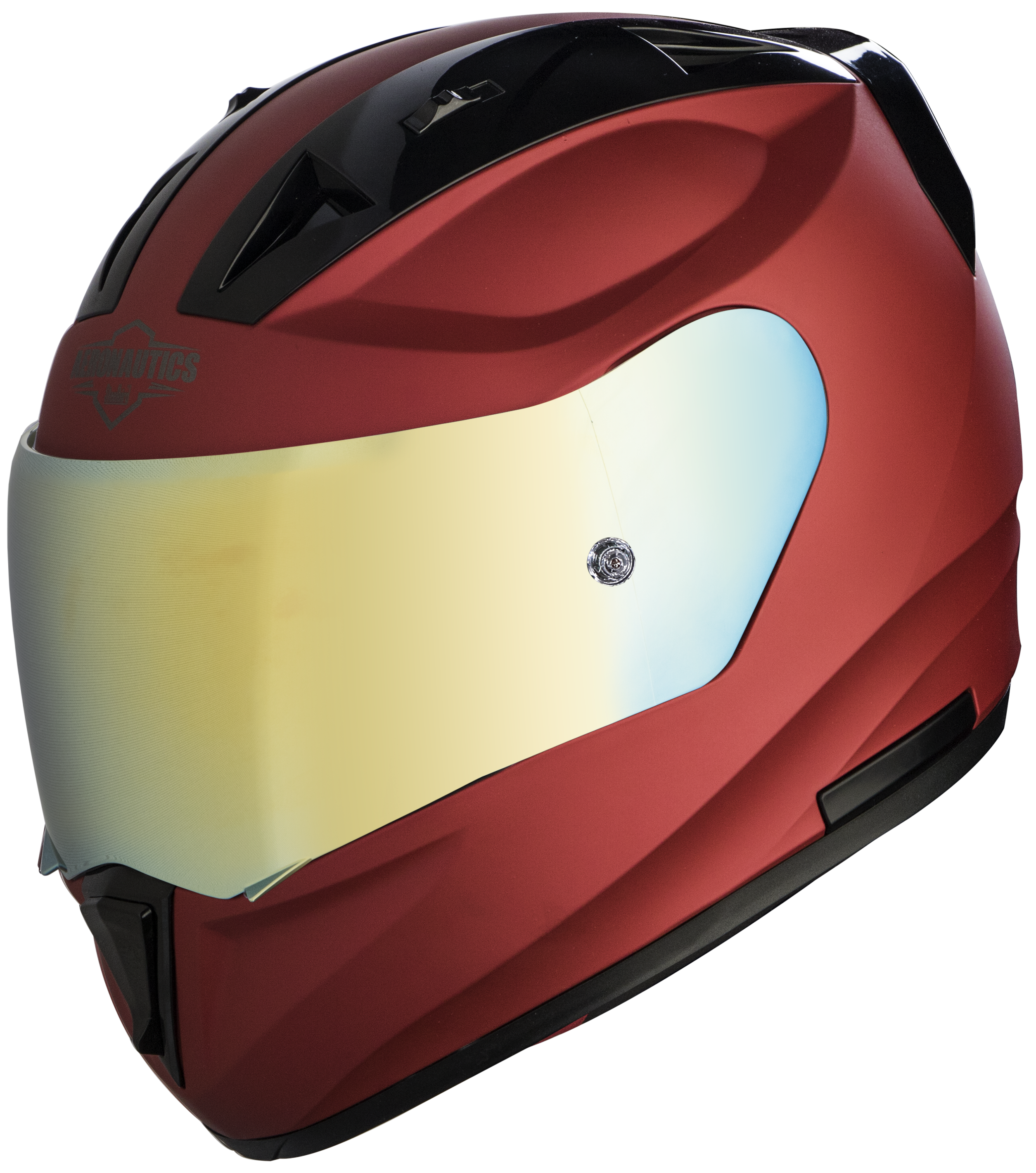 SA-1 Aeronautics Mat Maroon With Anti-Fog Shield Gold Chrome Visor